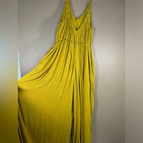 Urban Outfitters Kiari Wide Leg palazzo Jumpsuit Dress yellow Summer Solid H - Picture 6 of 12